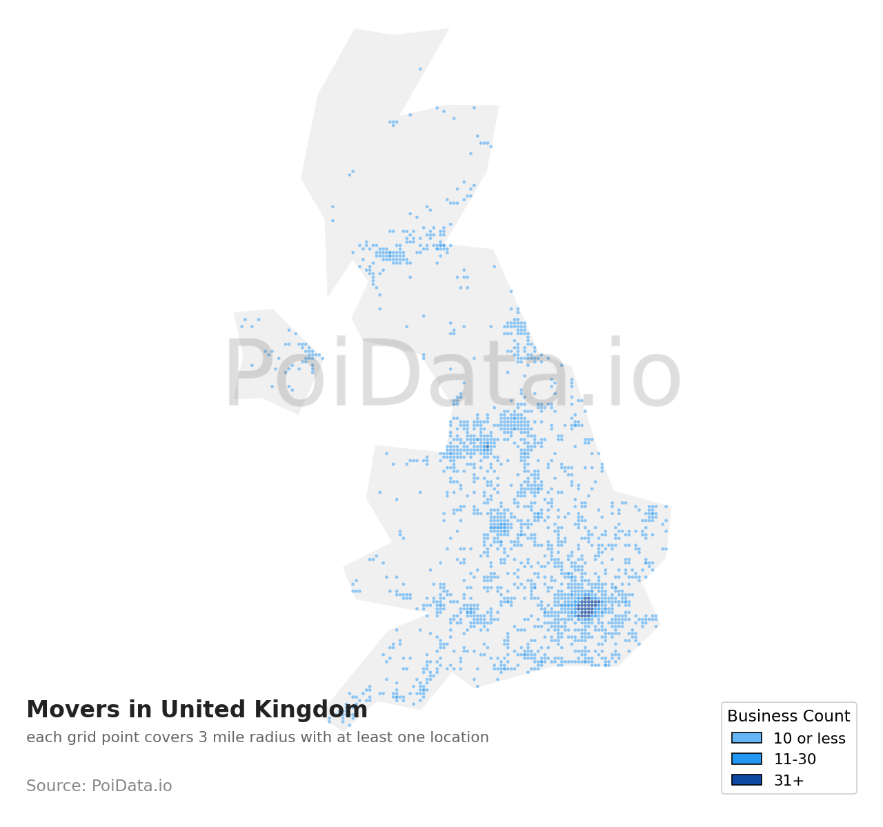 Mover density map for United Kingdom