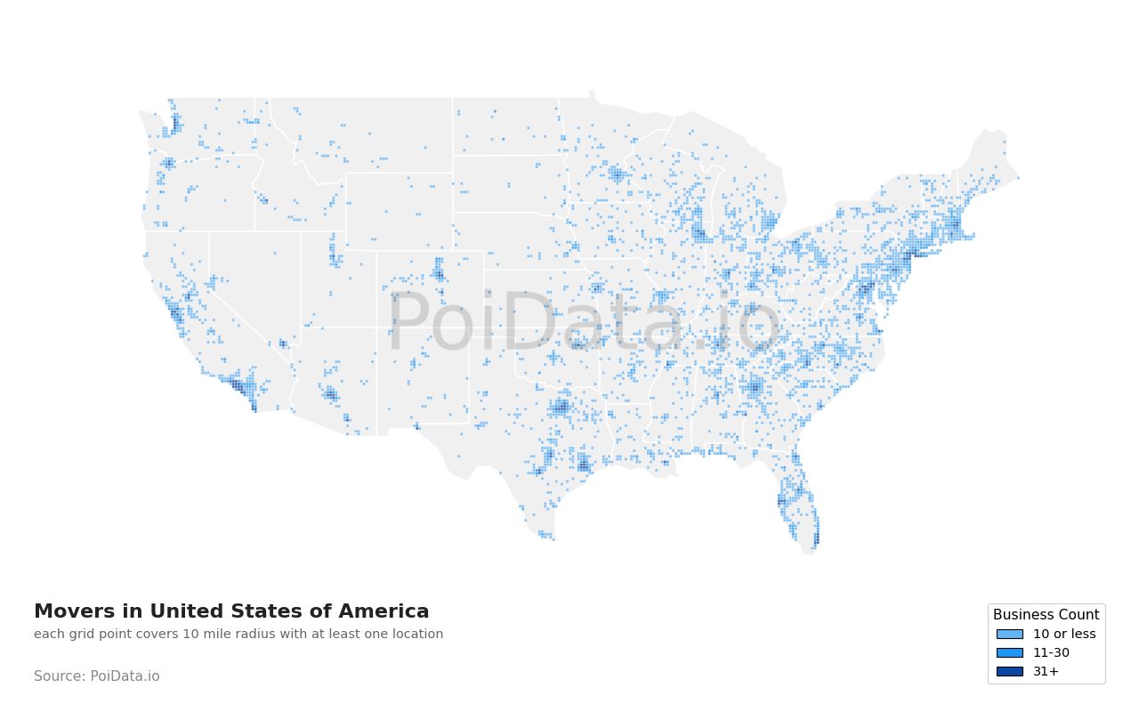 Mover density map for United States