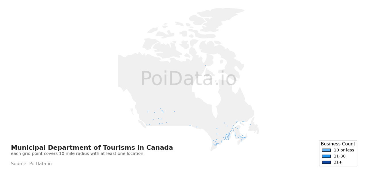 Municipal Department of Tourism density map for Nova Scotia, Canada