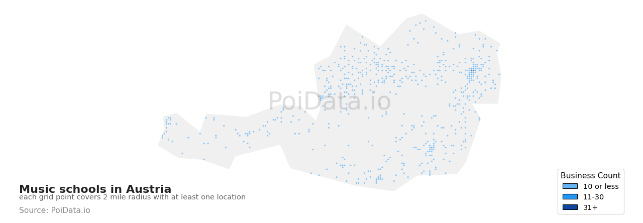 Music school density map for Austria