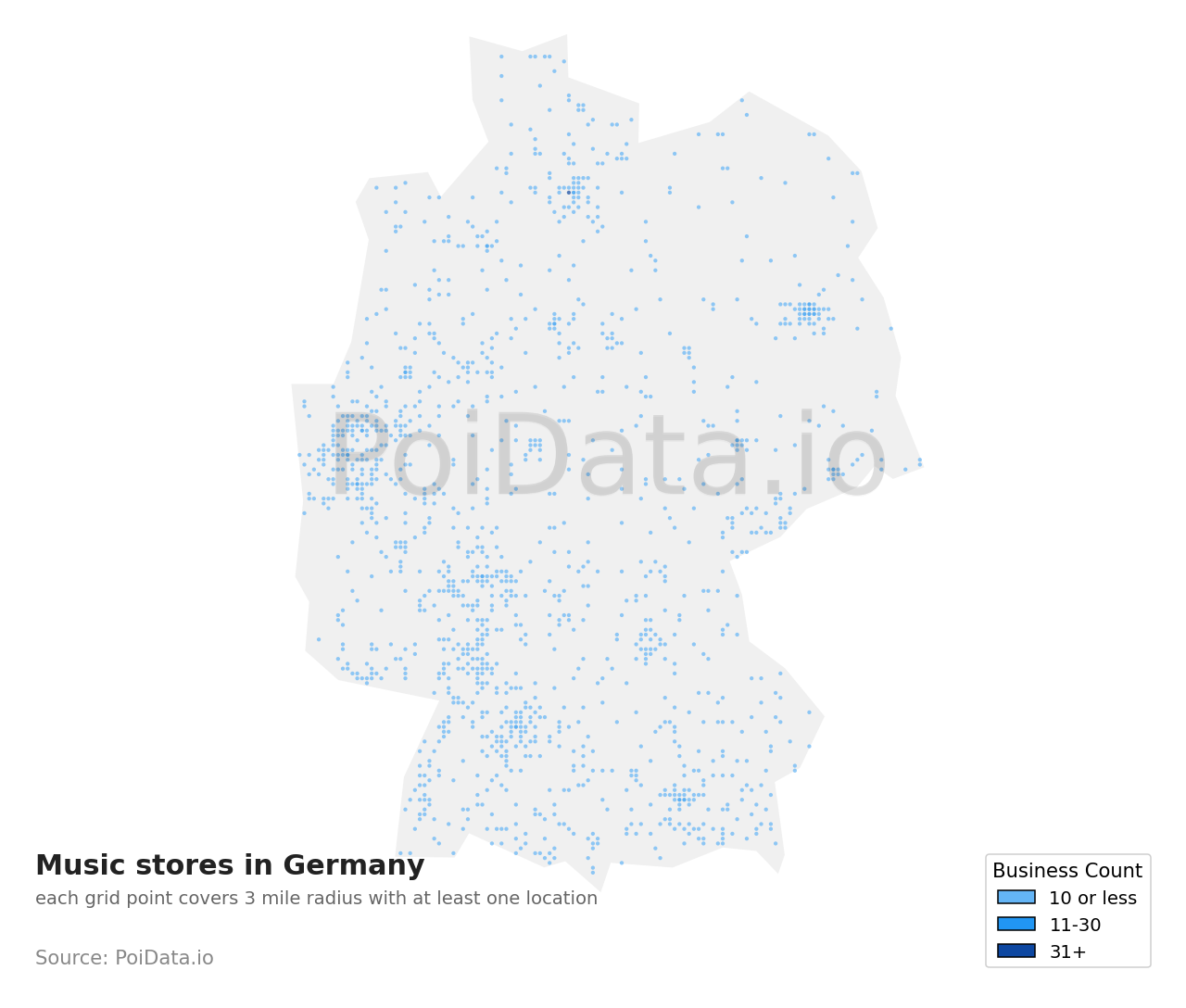 Music store density map for Germany