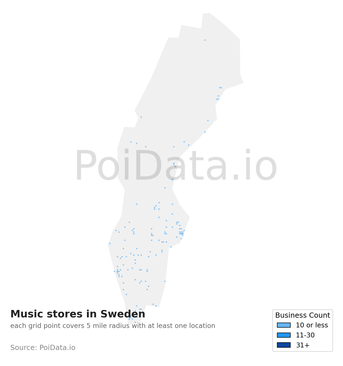 Music store density map for Sweden