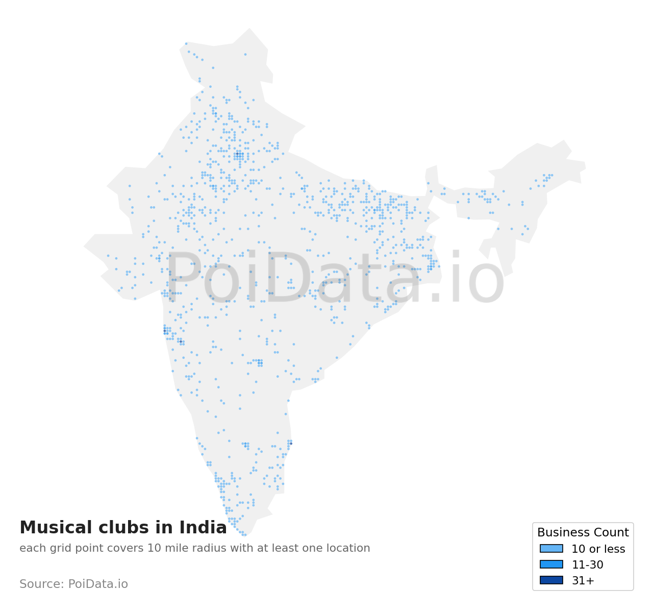 Musical club density map for India