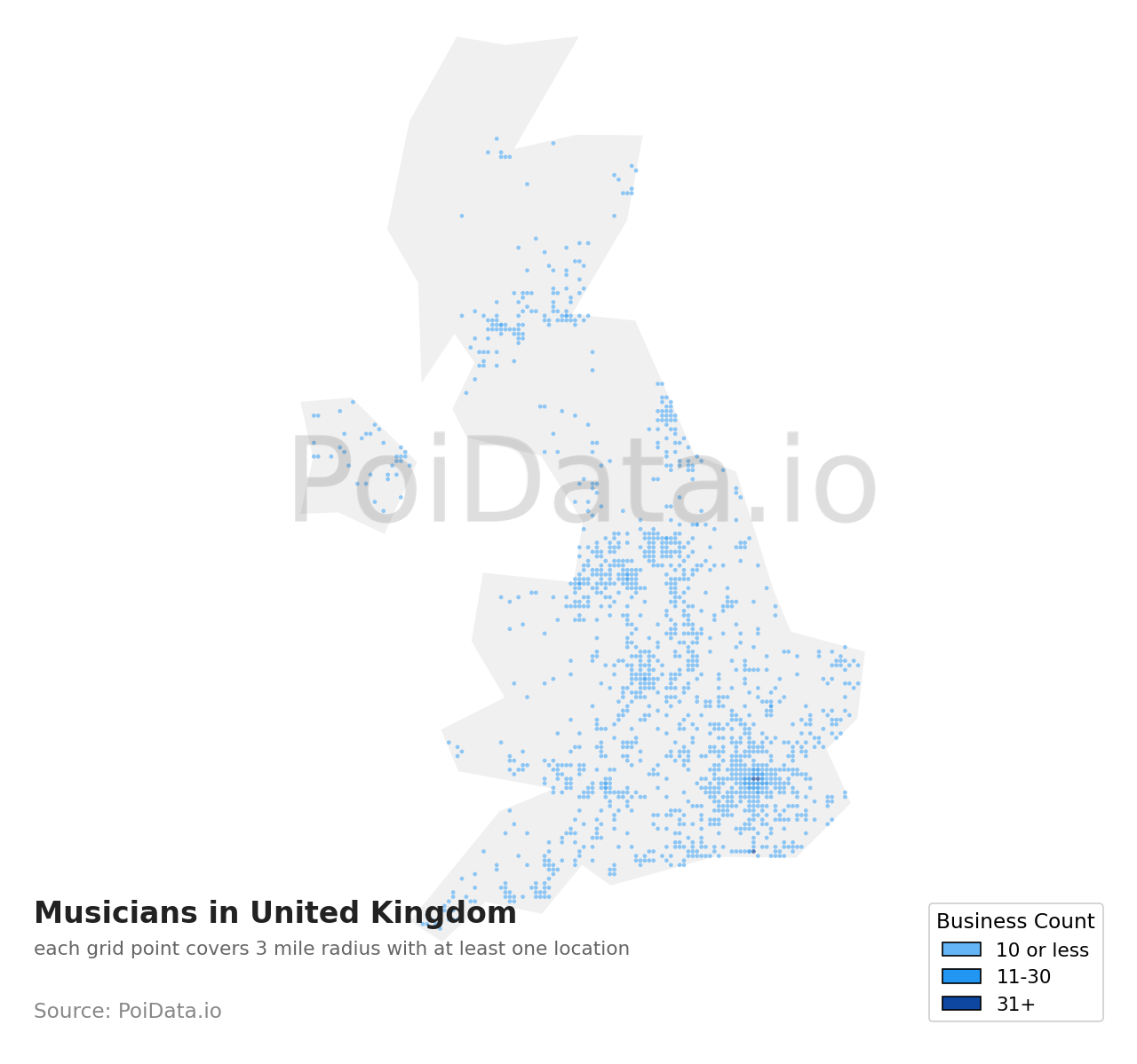 Musician density map for United Kingdom
