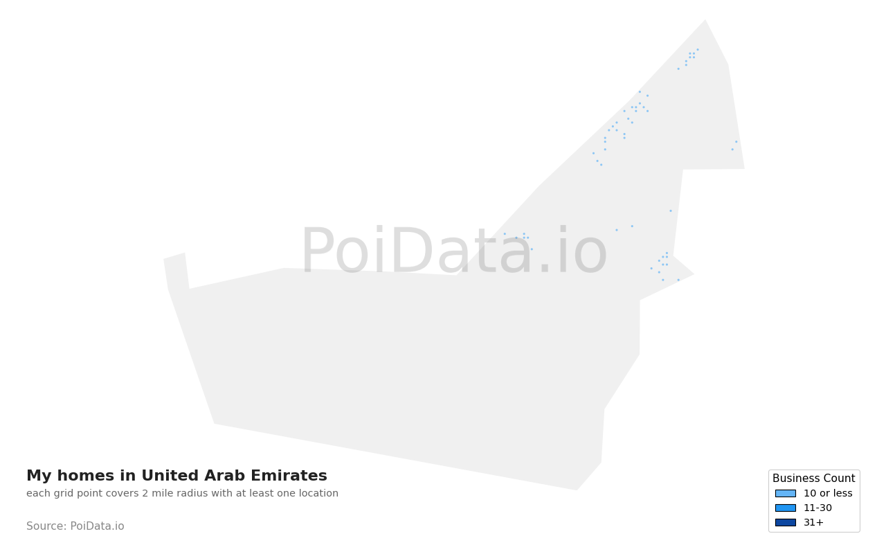 My home density map for United Arab Emirates