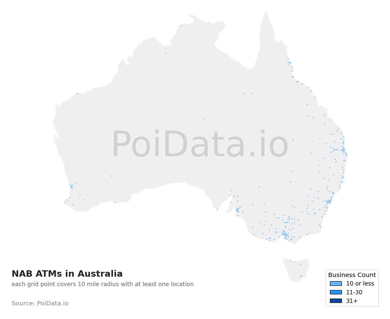 NAB ATM density map for Australia