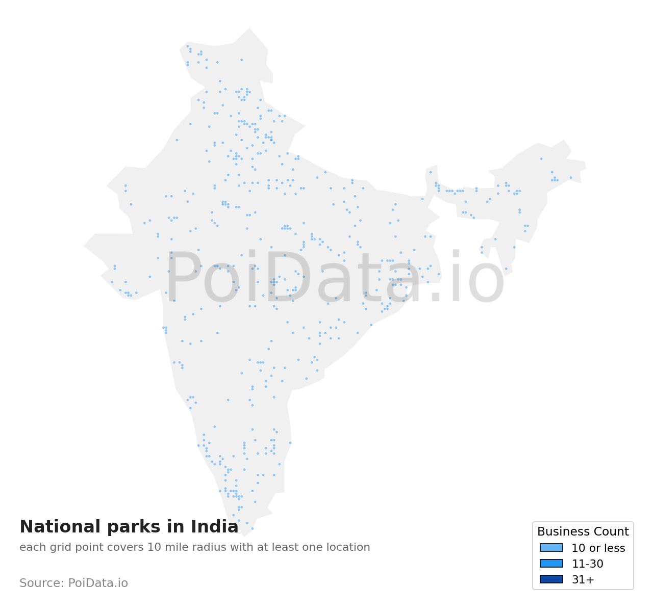 National park density map for India