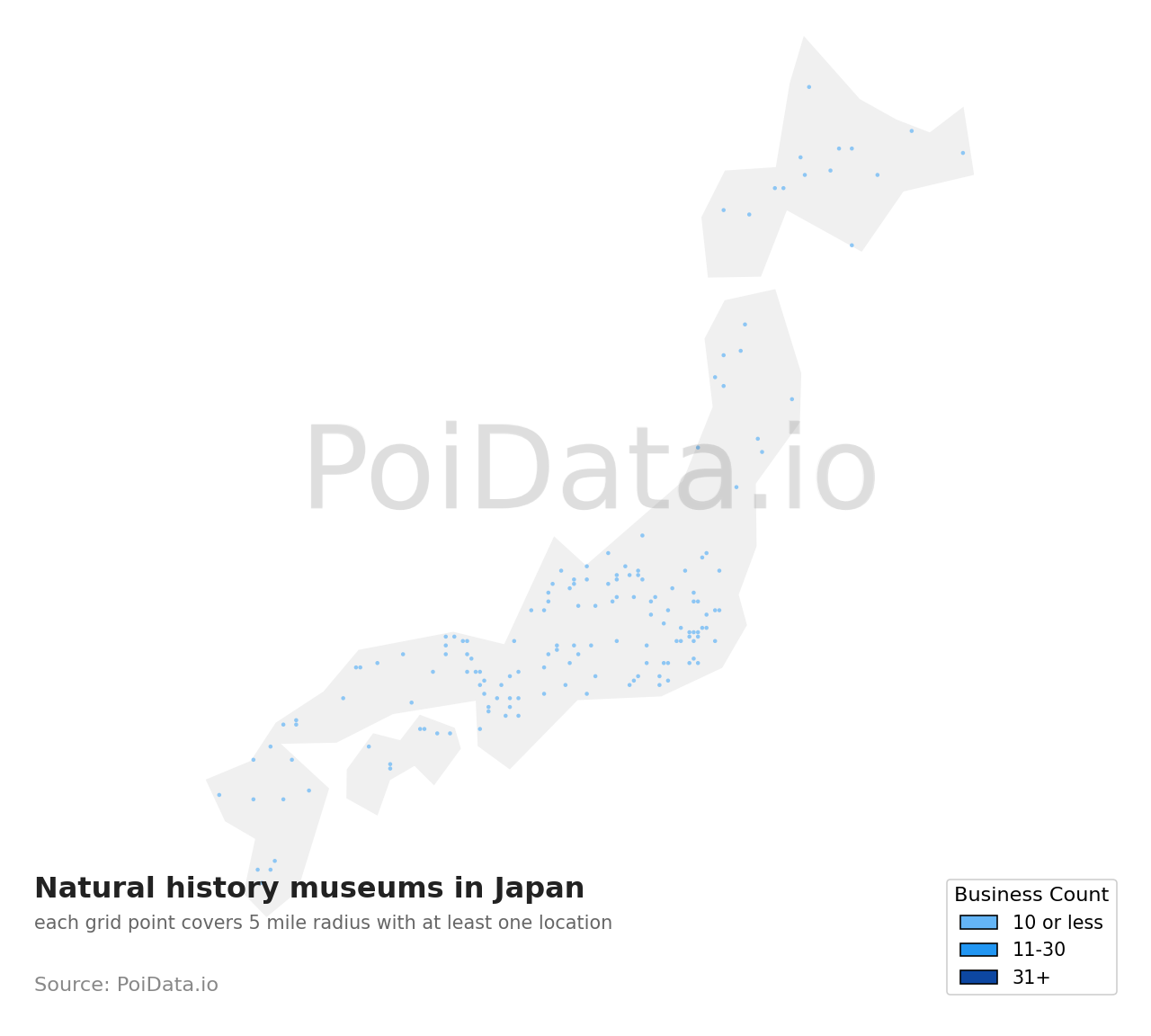 Natural history museum density map for Kamiminochi District, Nagano, Japan