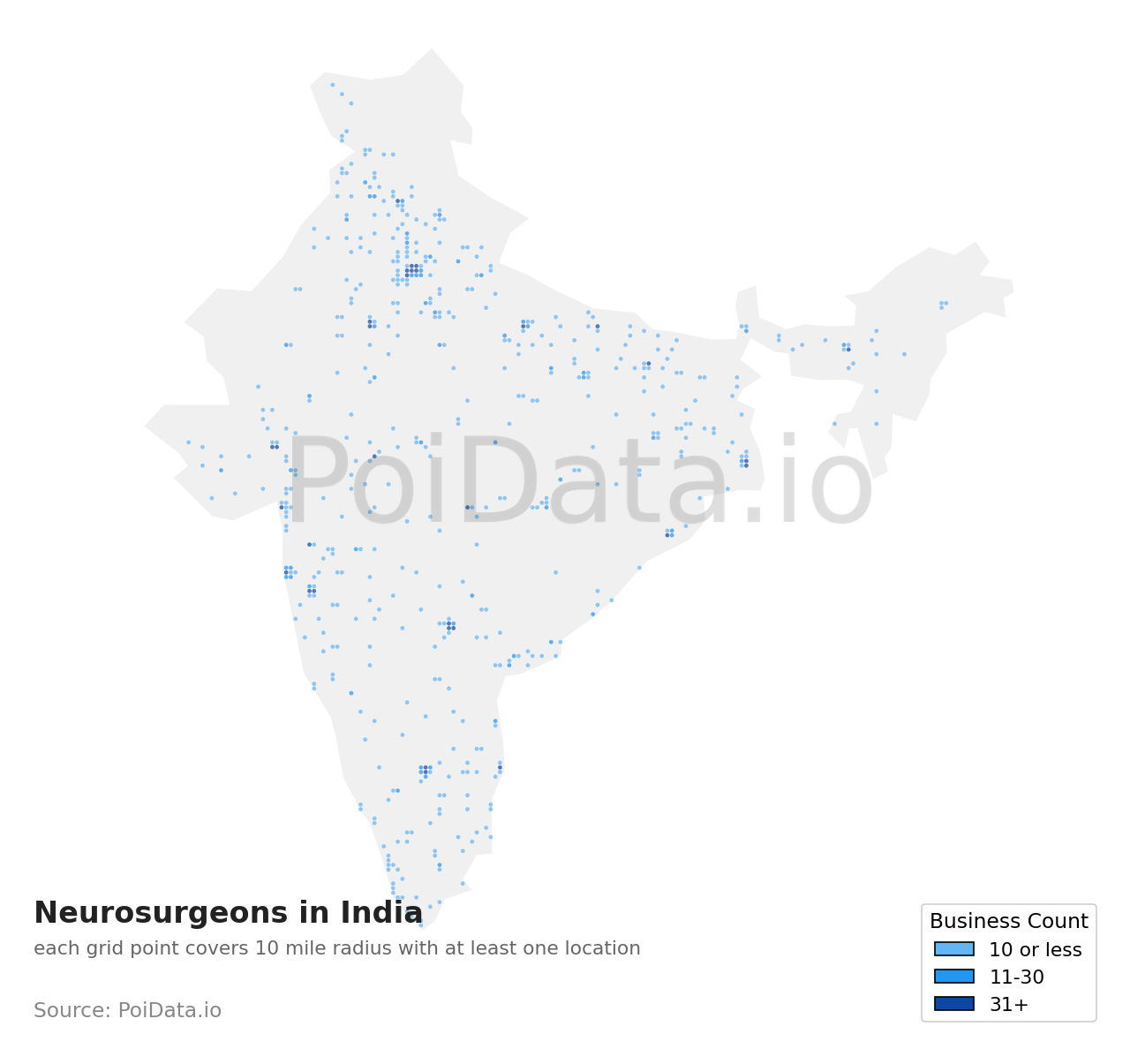 Neurosurgeon density map for India