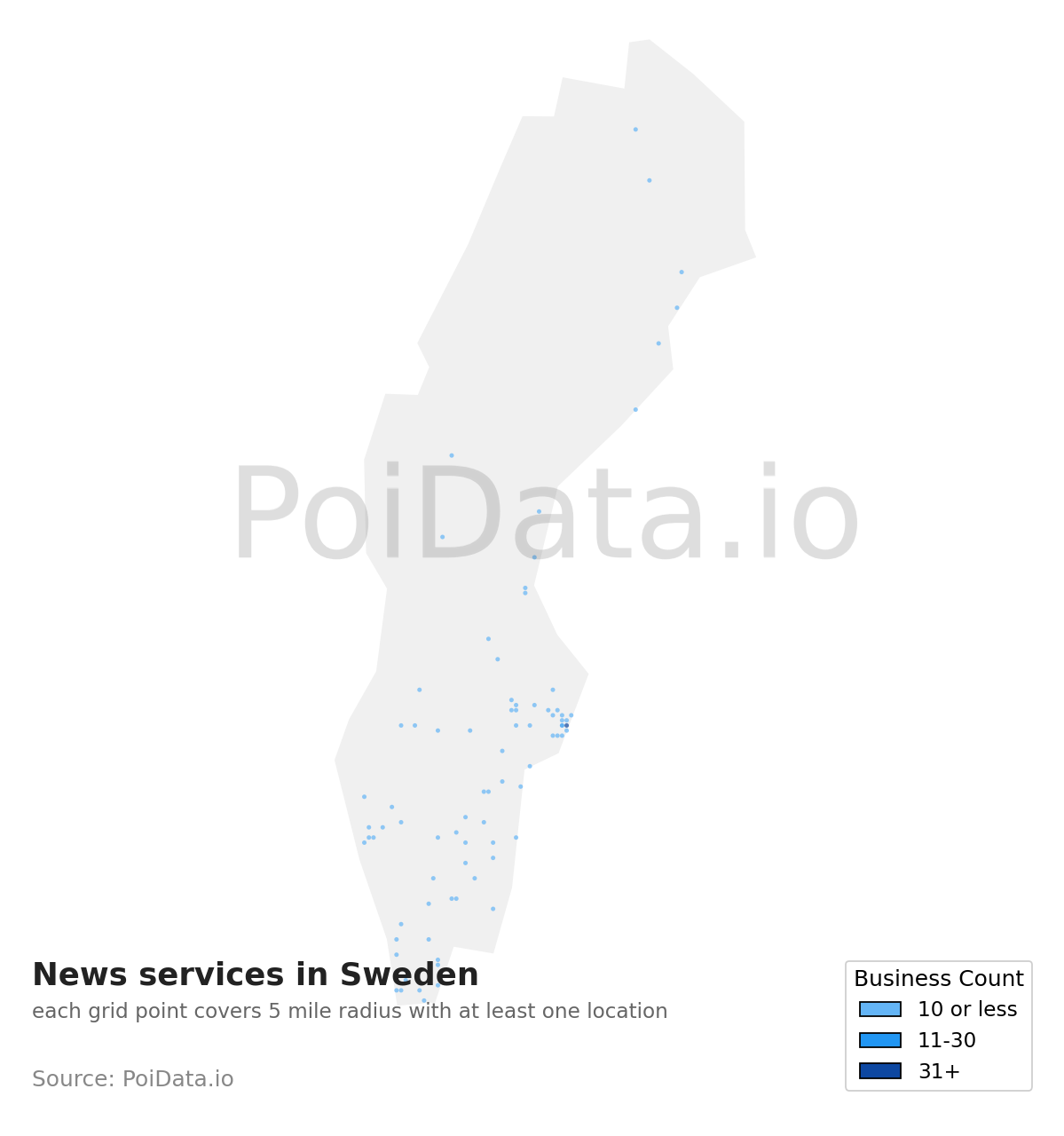 News service density map for Sweden