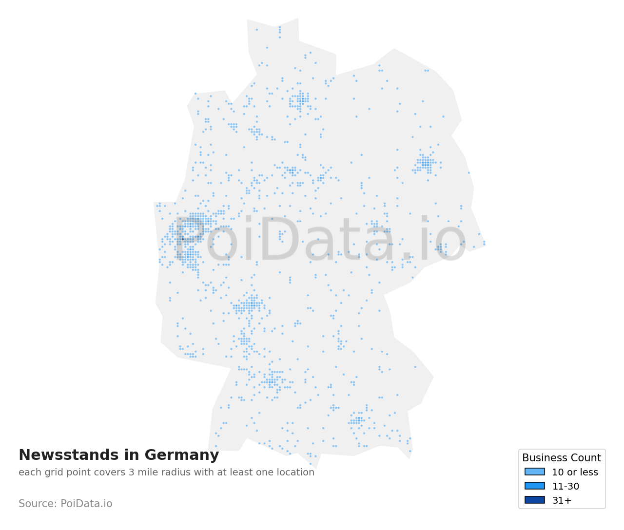 Newsstand density map for Germany