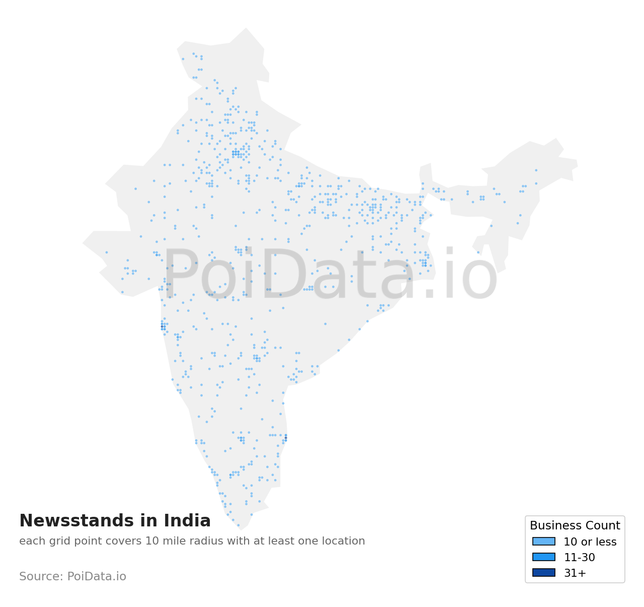 Newsstand density map for India
