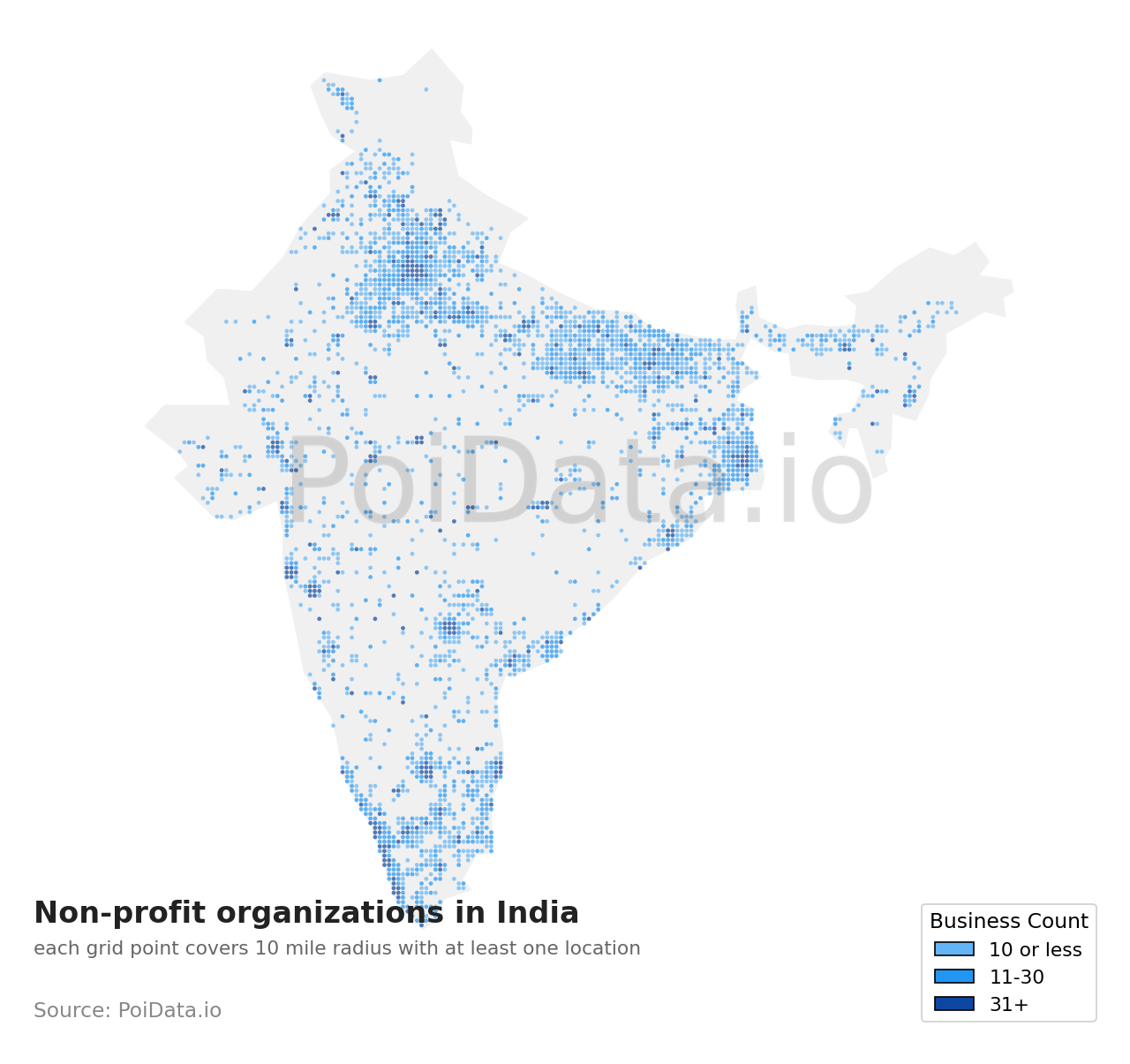 Non-profit organization density map for India