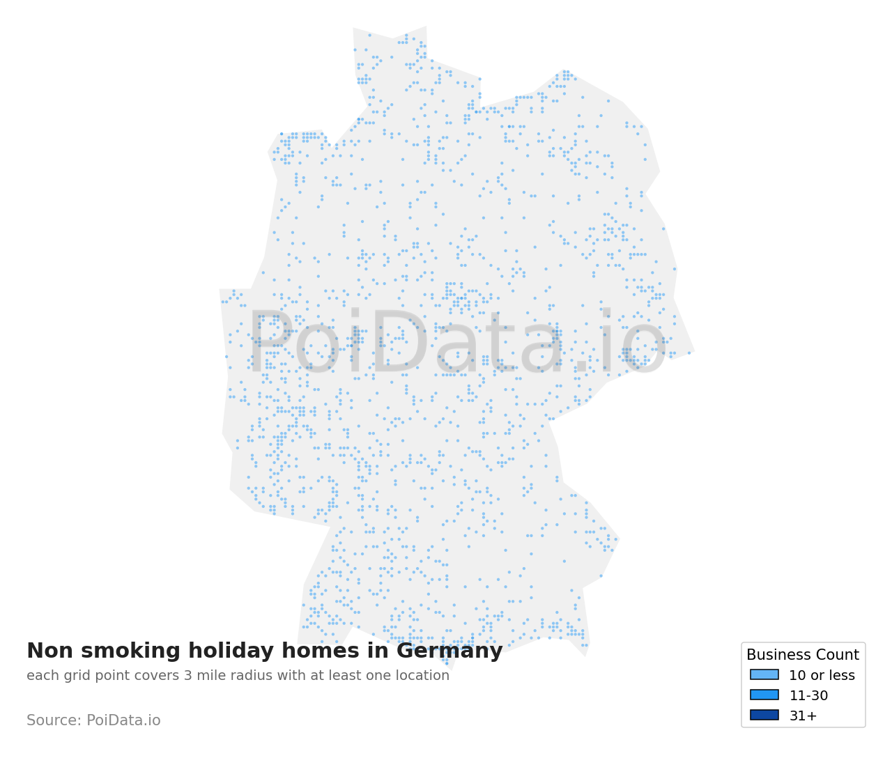 Non smoking holiday home density map for Germany
