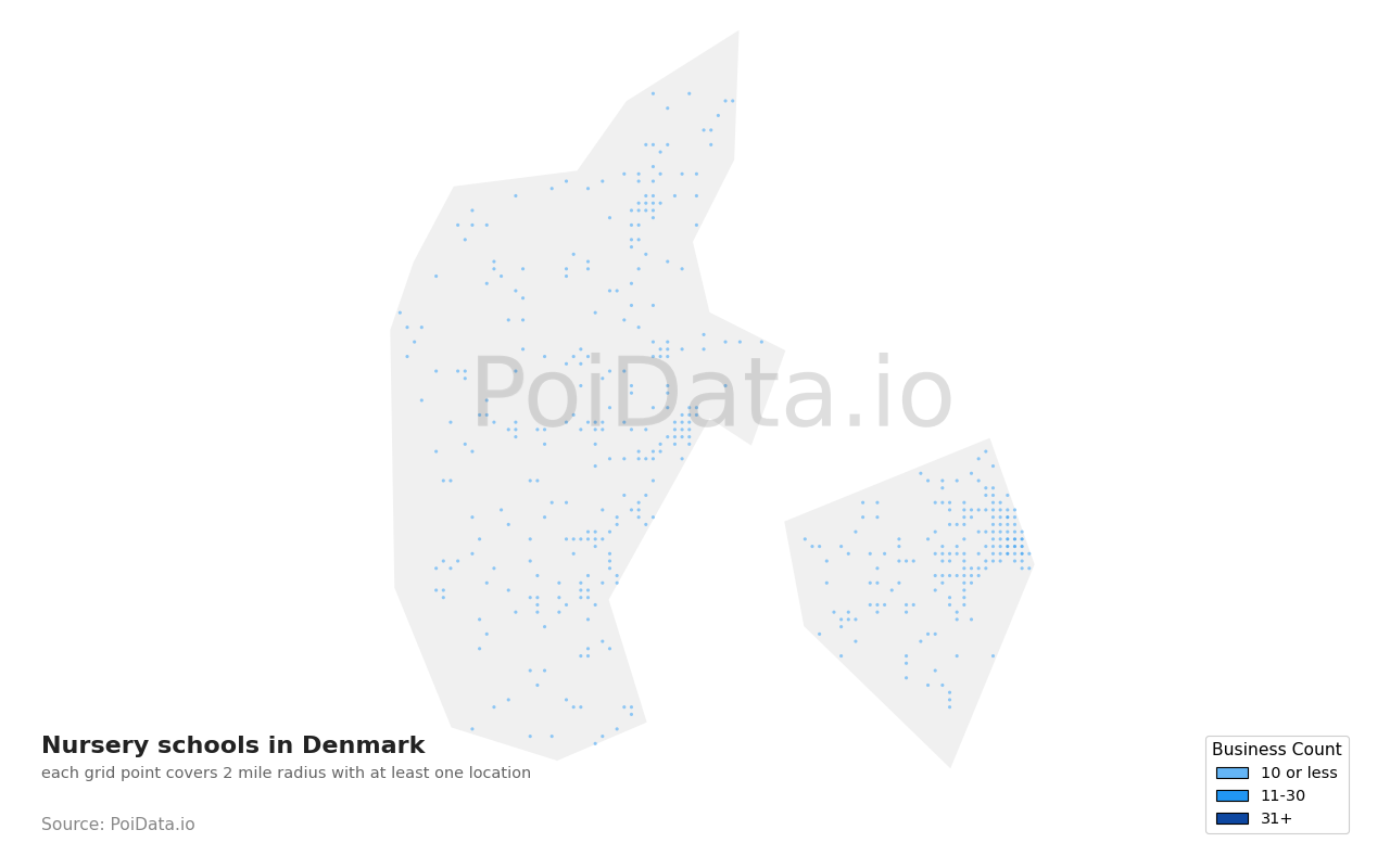 Nursery school density map for Denmark