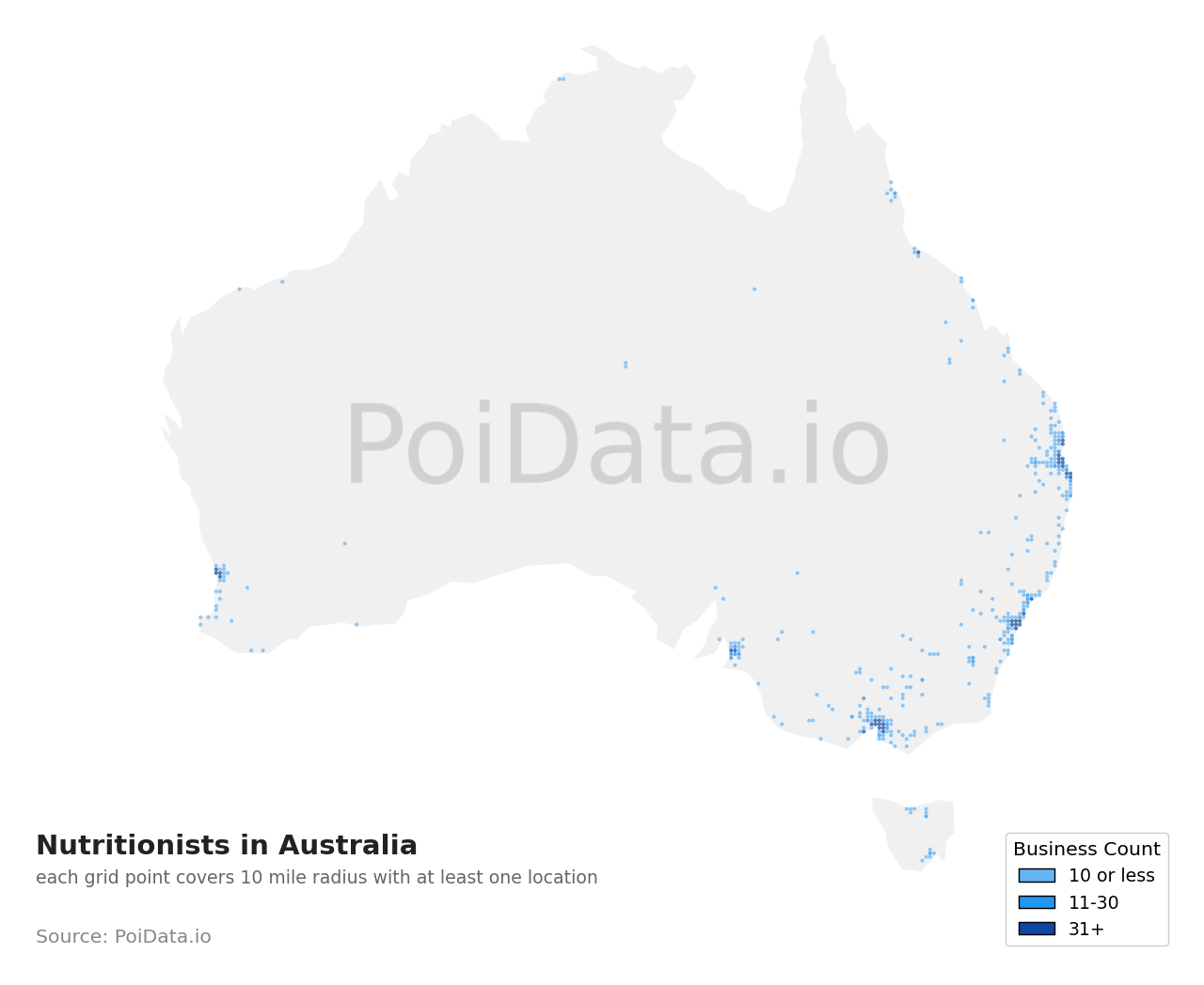 Nutritionist density map for ACT, Australia