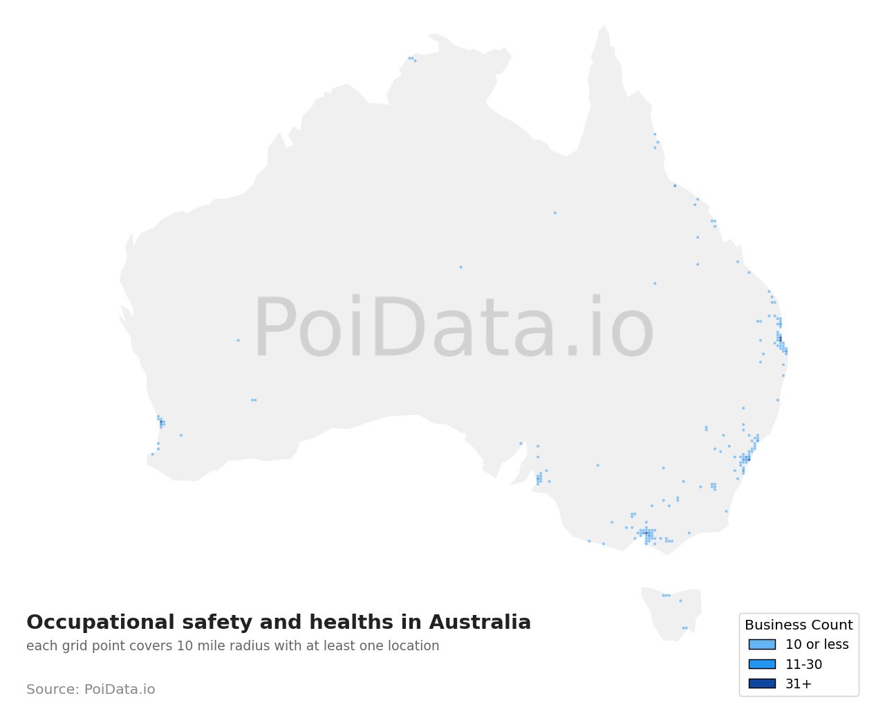 Occupational safety and health density map for Victoria, Australia
