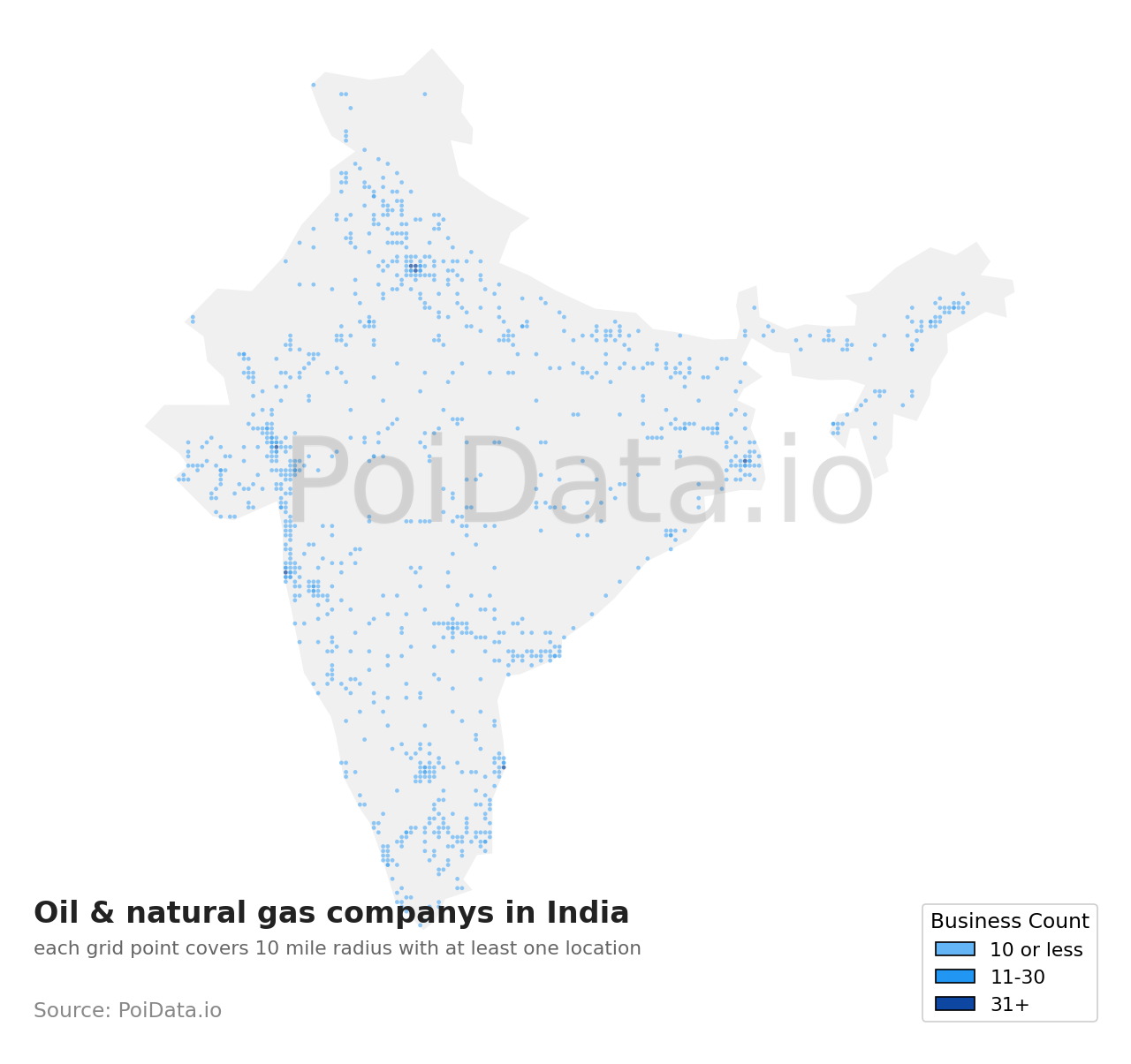 Oil & natural gas company density map for India