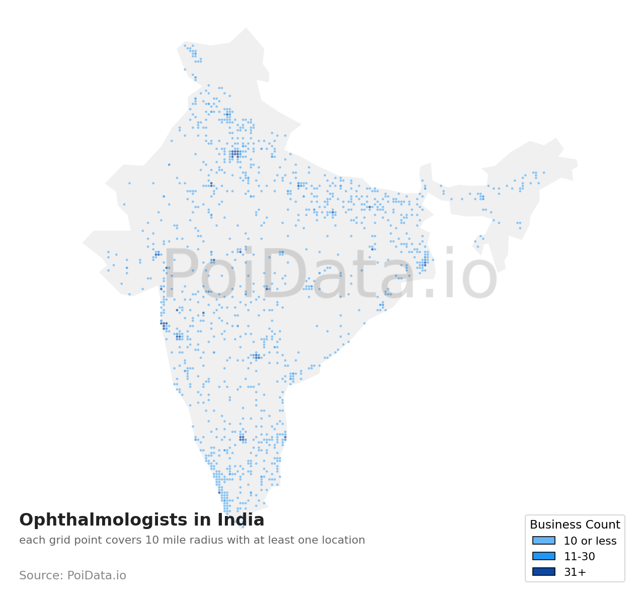Ophthalmologist density map for India