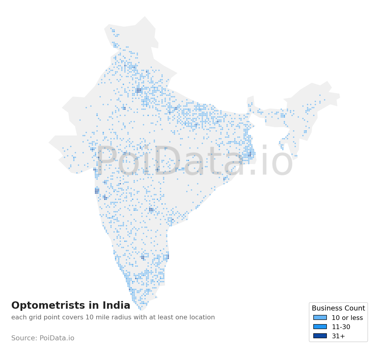 Optometrist density map for India