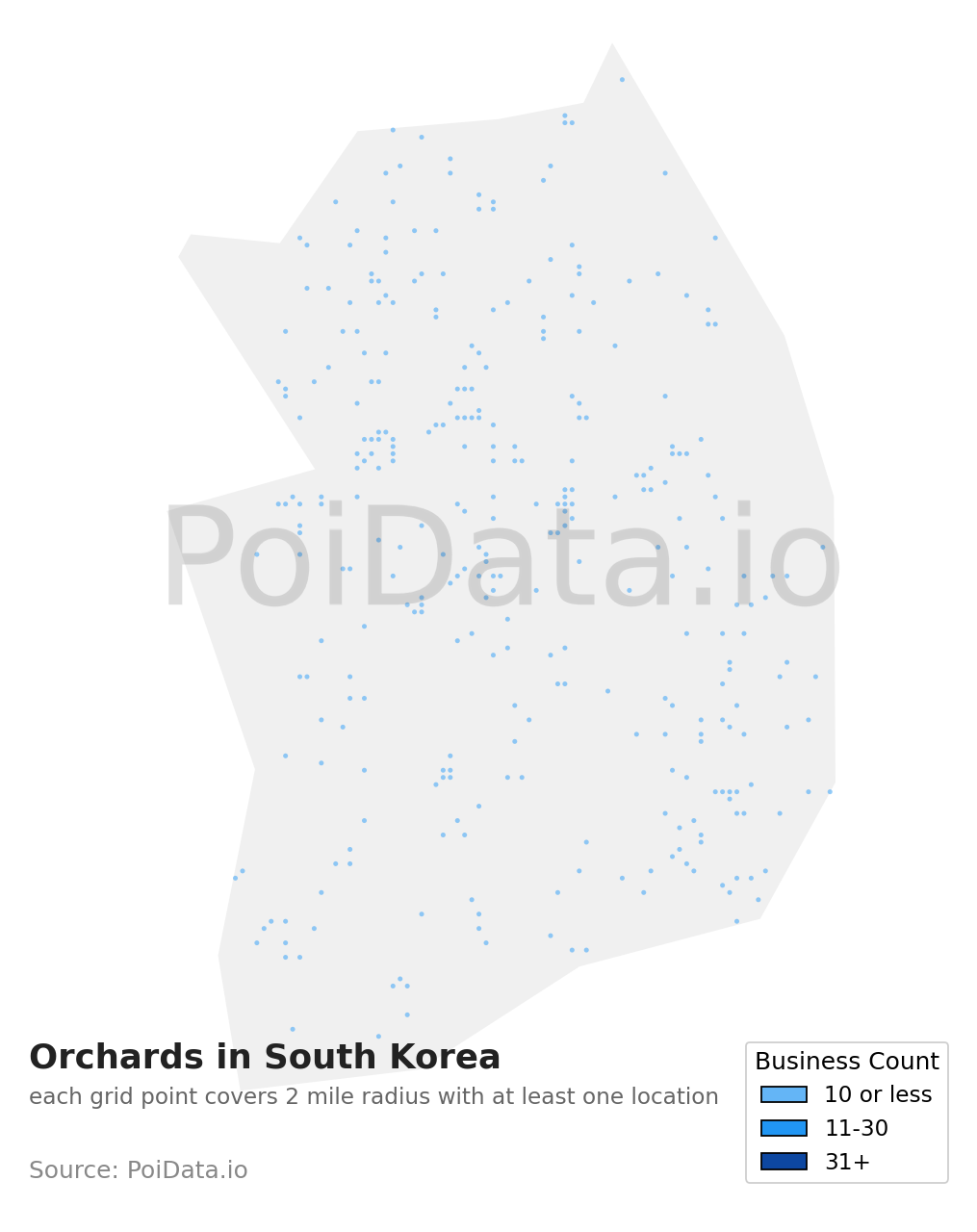 Orchard density map for South Korea