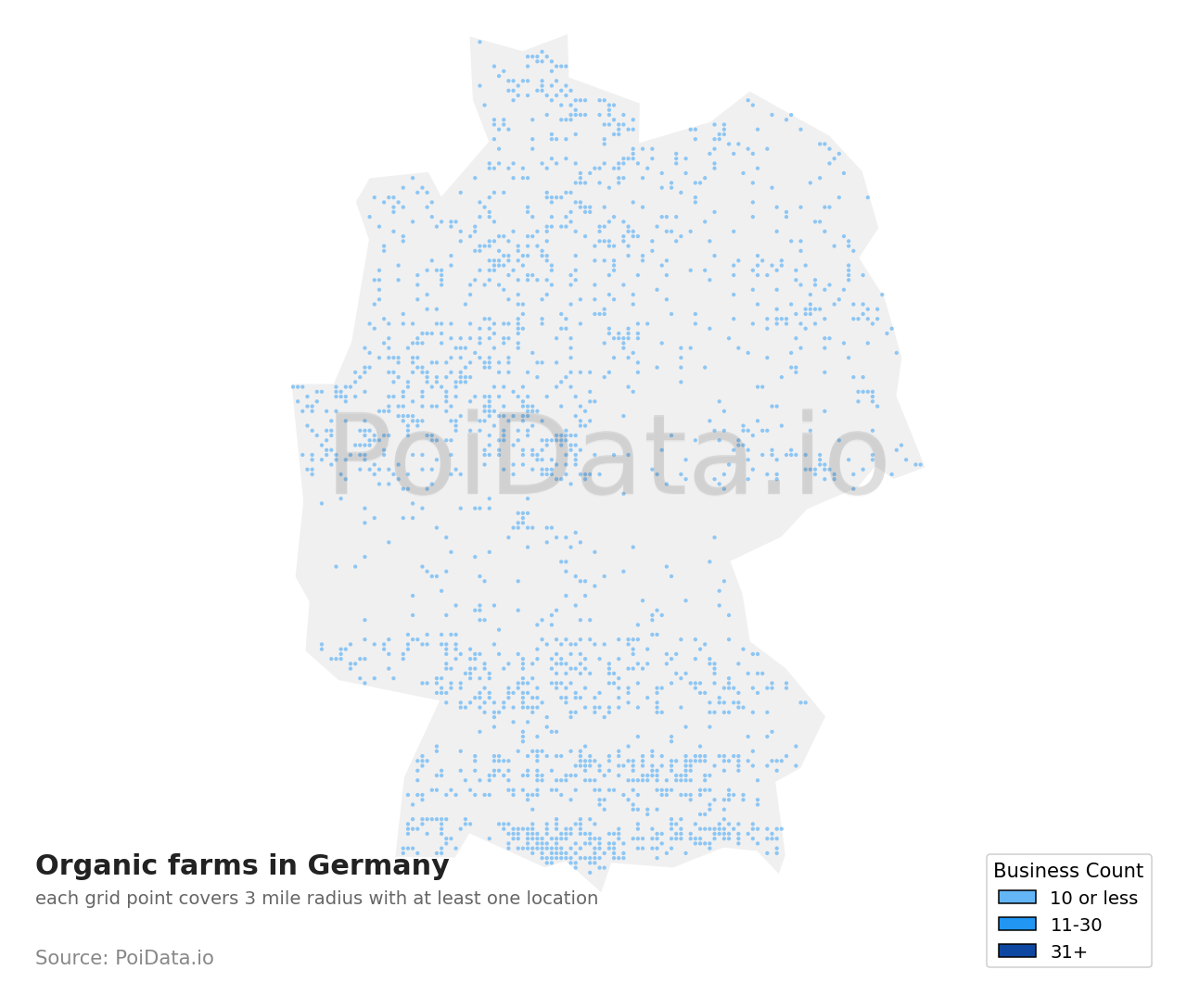 Organic farm density map for Germany