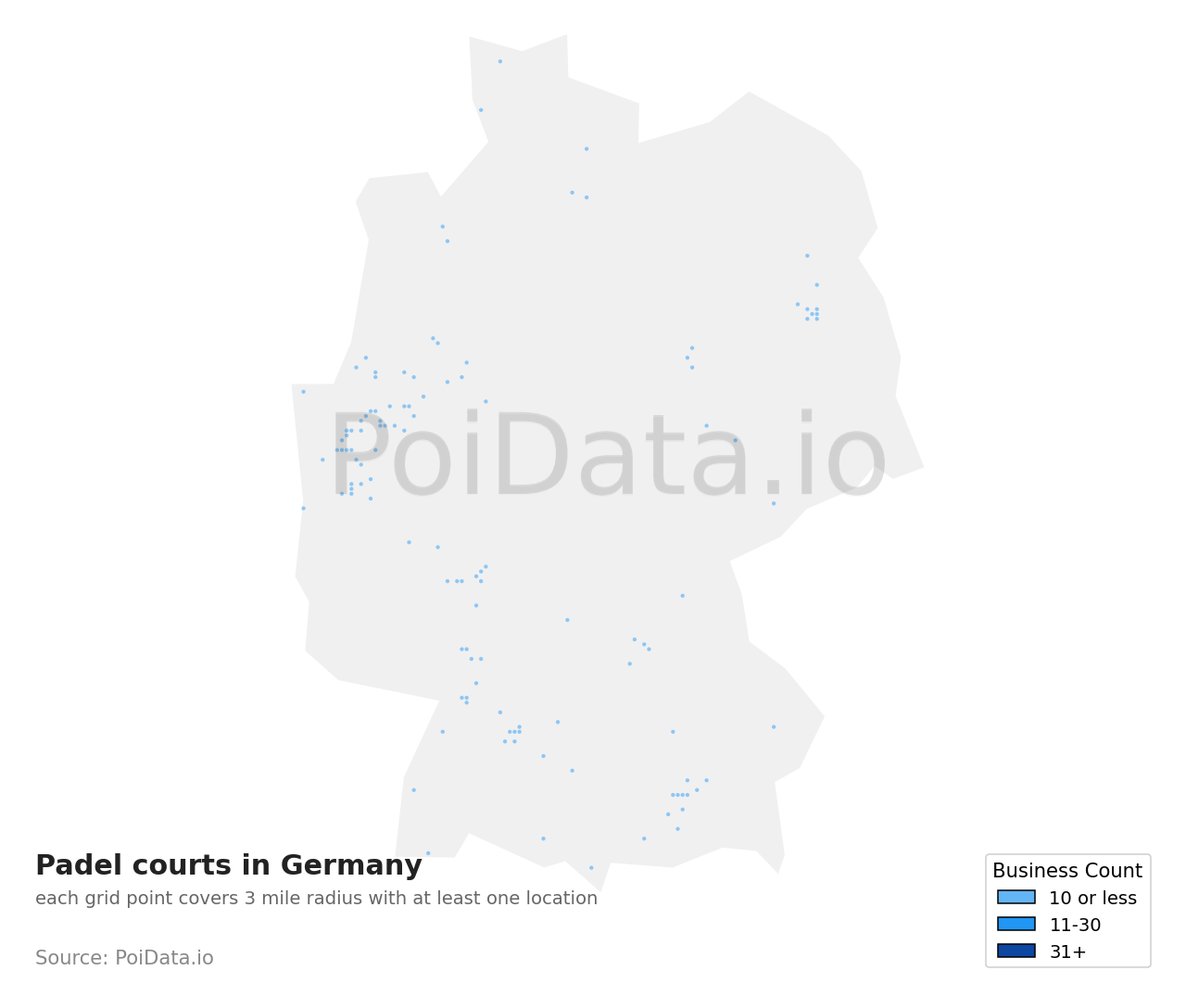 Padel court density map for Germany