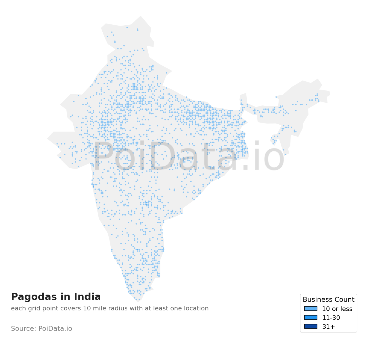 Pagoda density map for India