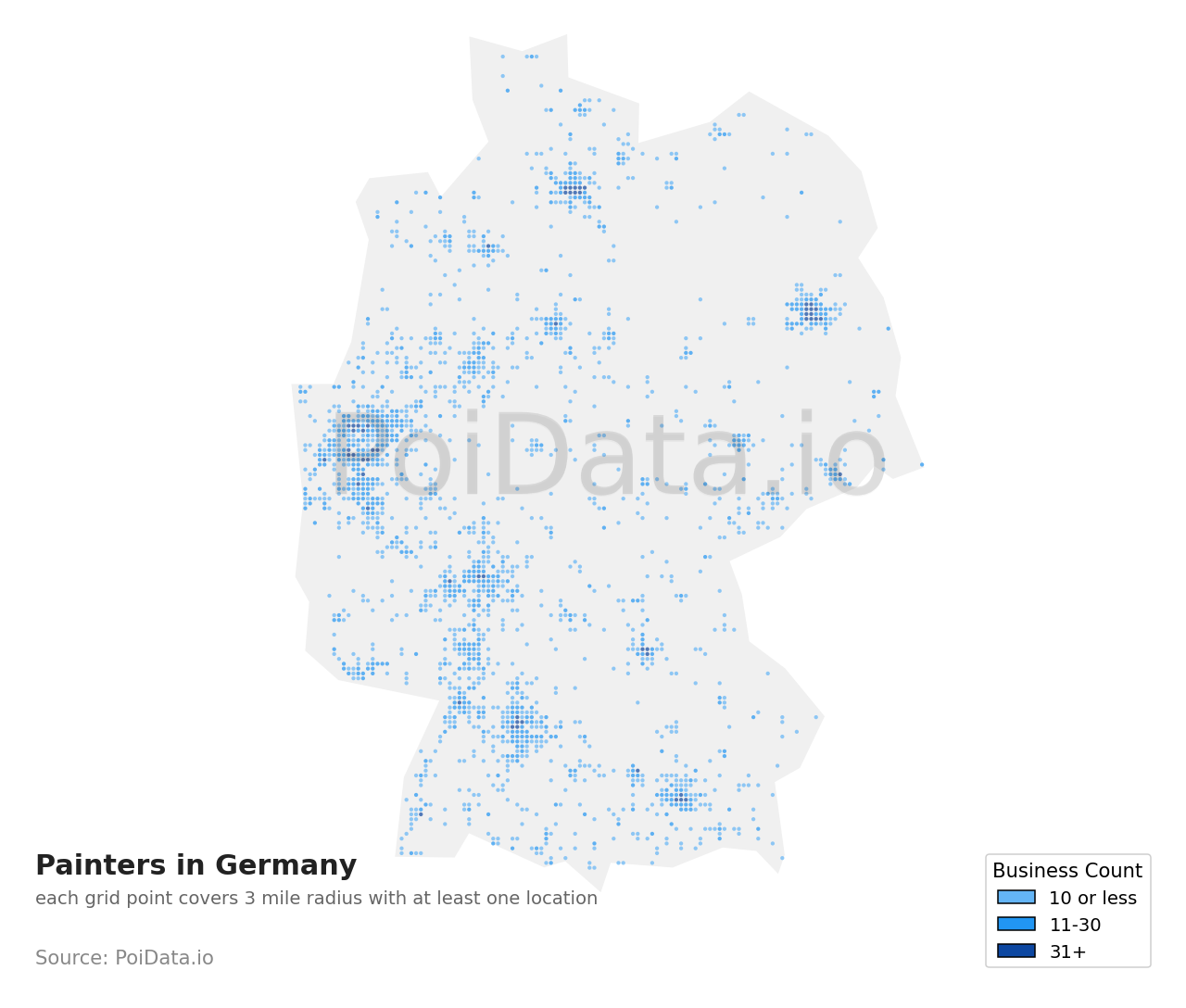 Painter density map for Germany