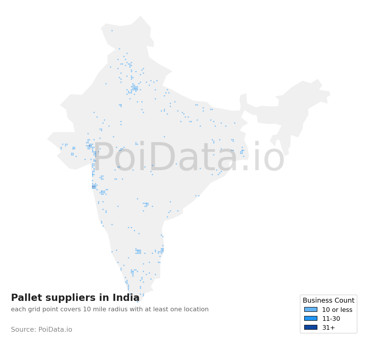 Pallet supplier density map for India