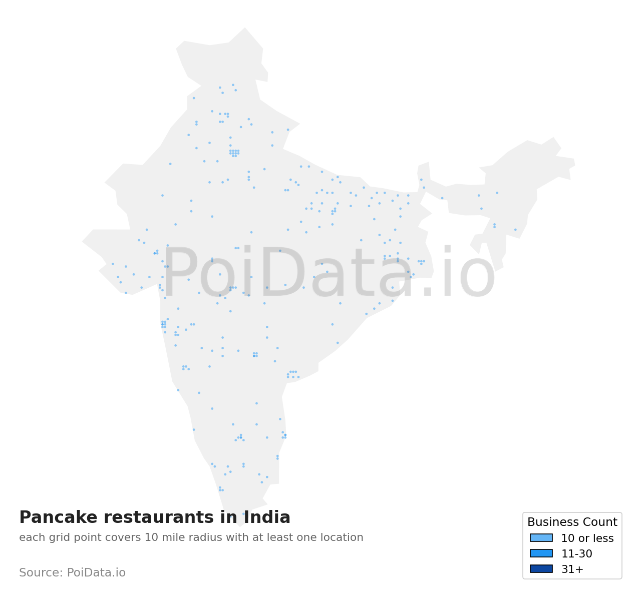Pancake restaurant density map for India