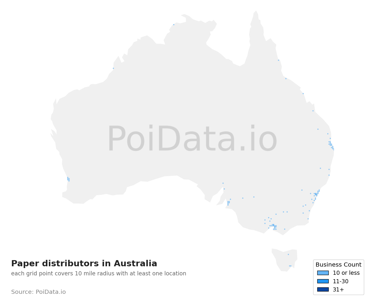 Paper distributor density map for Australia