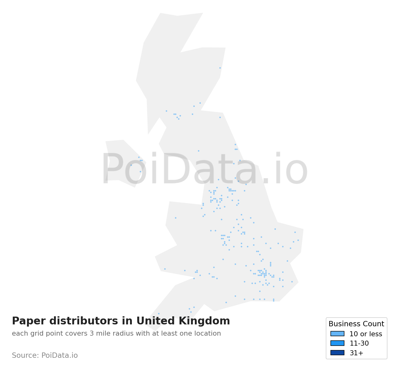 Paper distributor density map for United Kingdom
