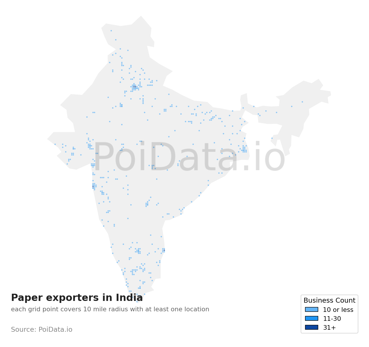 Paper exporter density map for India