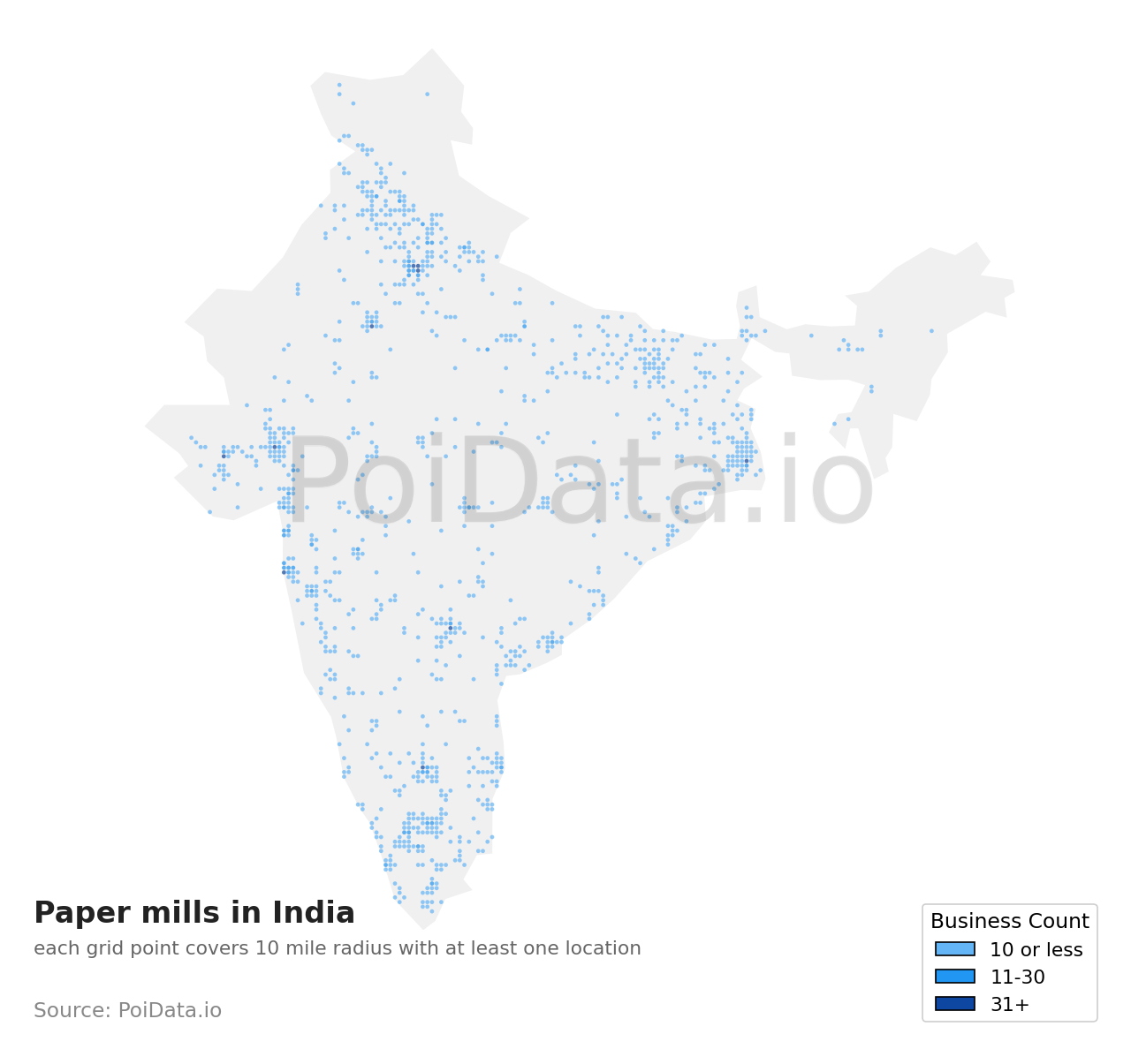 Paper mill density map for India