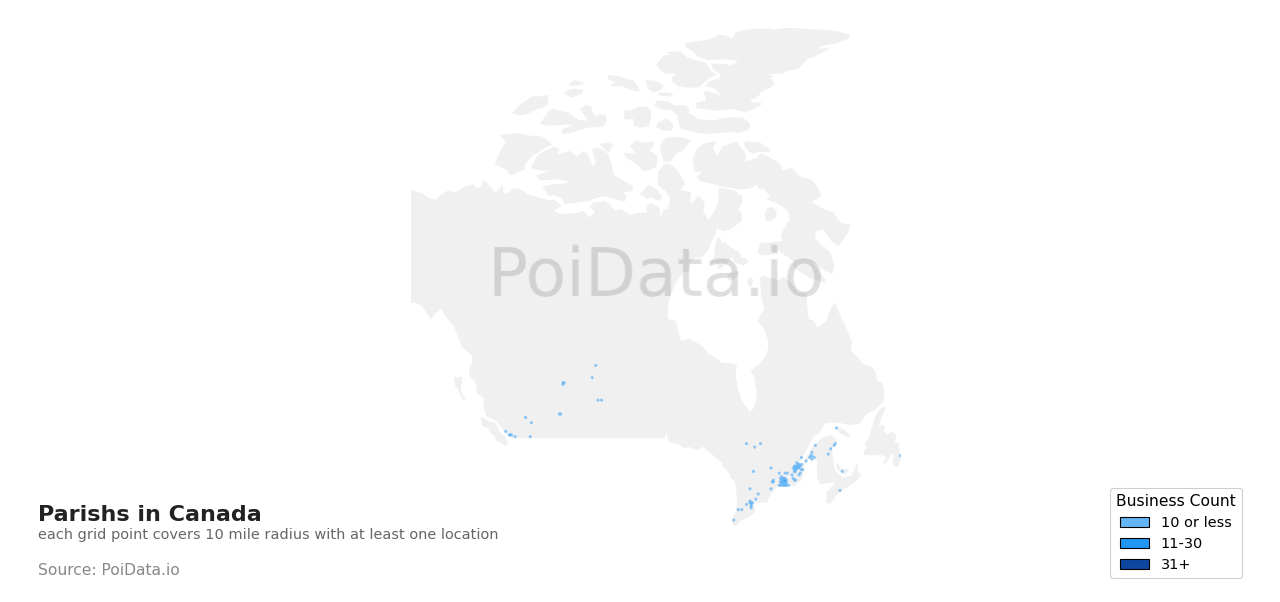 Parish density map for Prince Edward Island, Canada