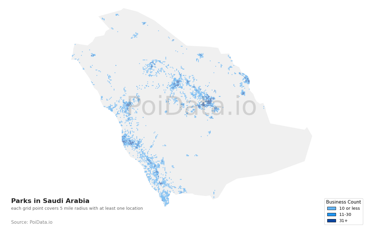 Park density map for Saudi Arabia