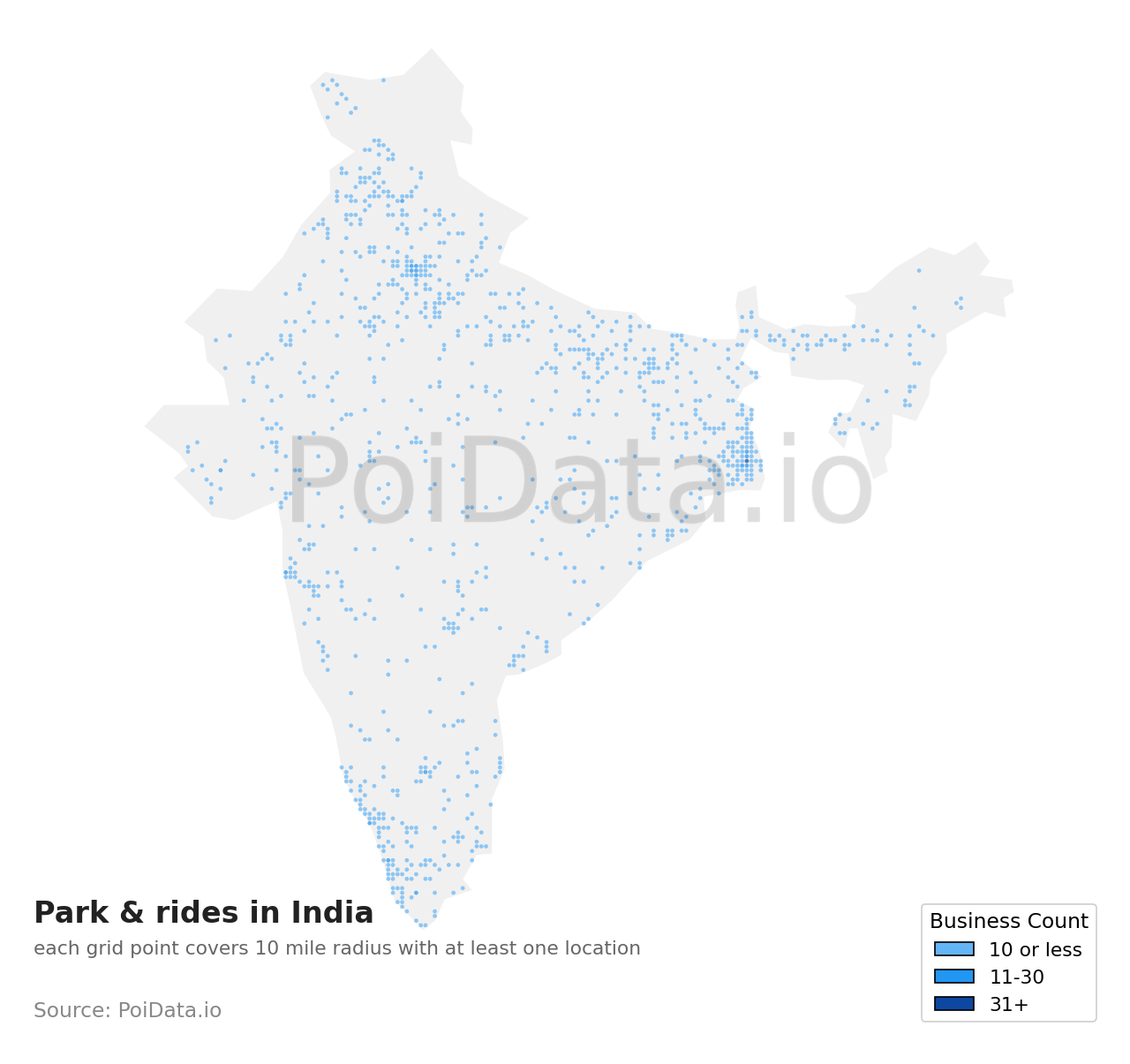 Park & ride density map for India