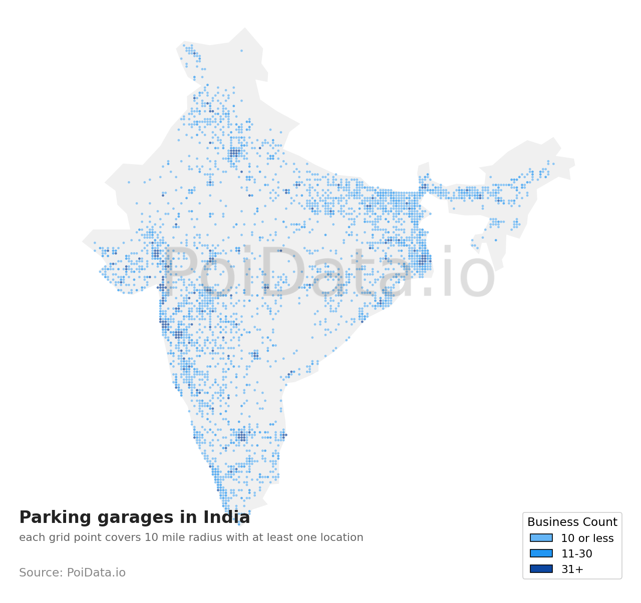 Parking garage density map for India