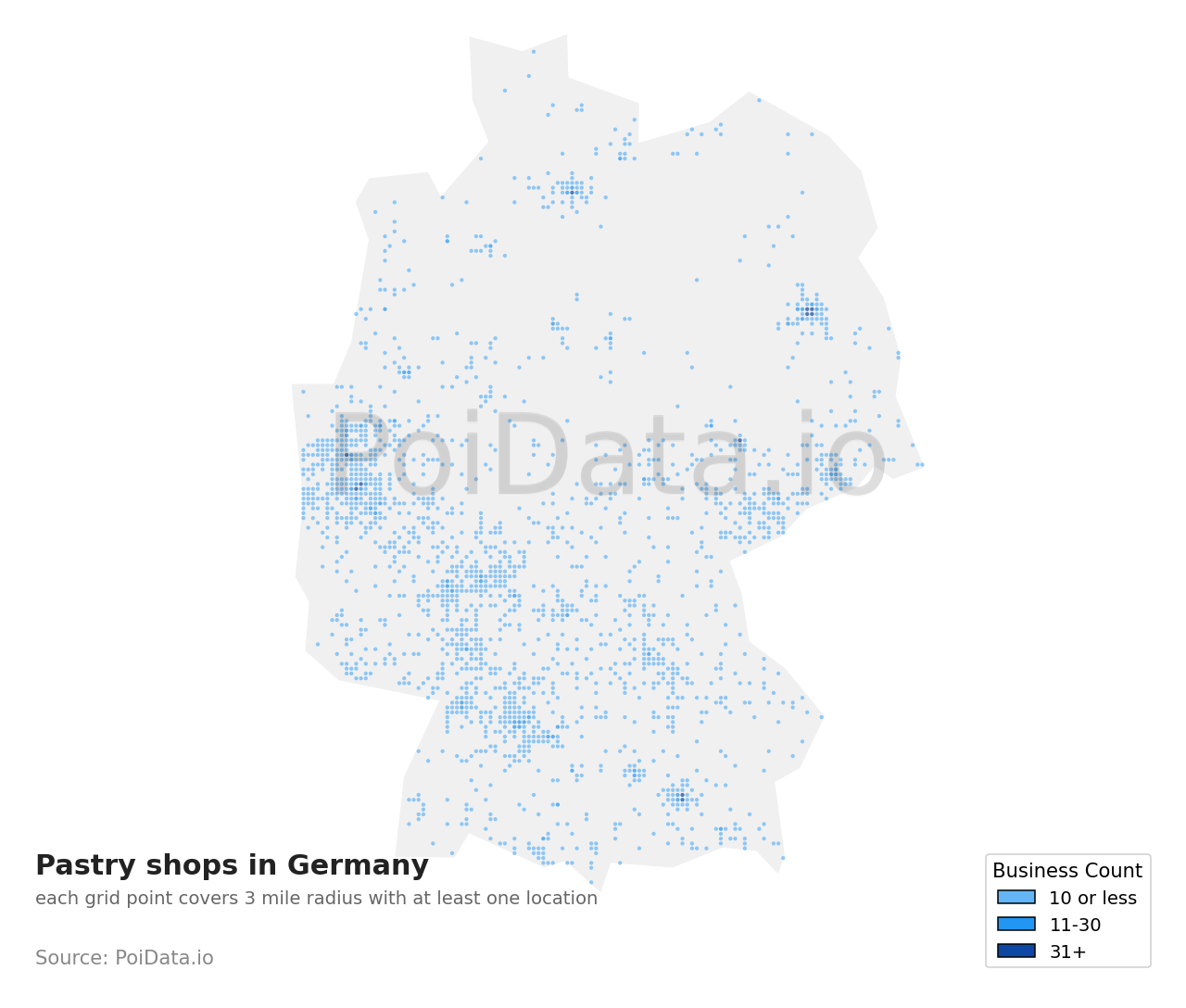 Pastry shop density map for Germany