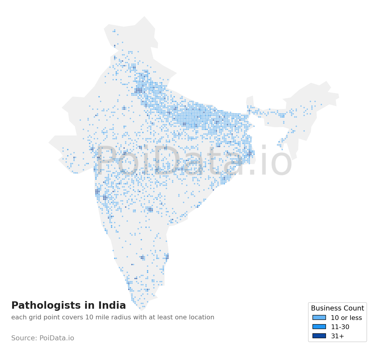 Pathologist density map for India