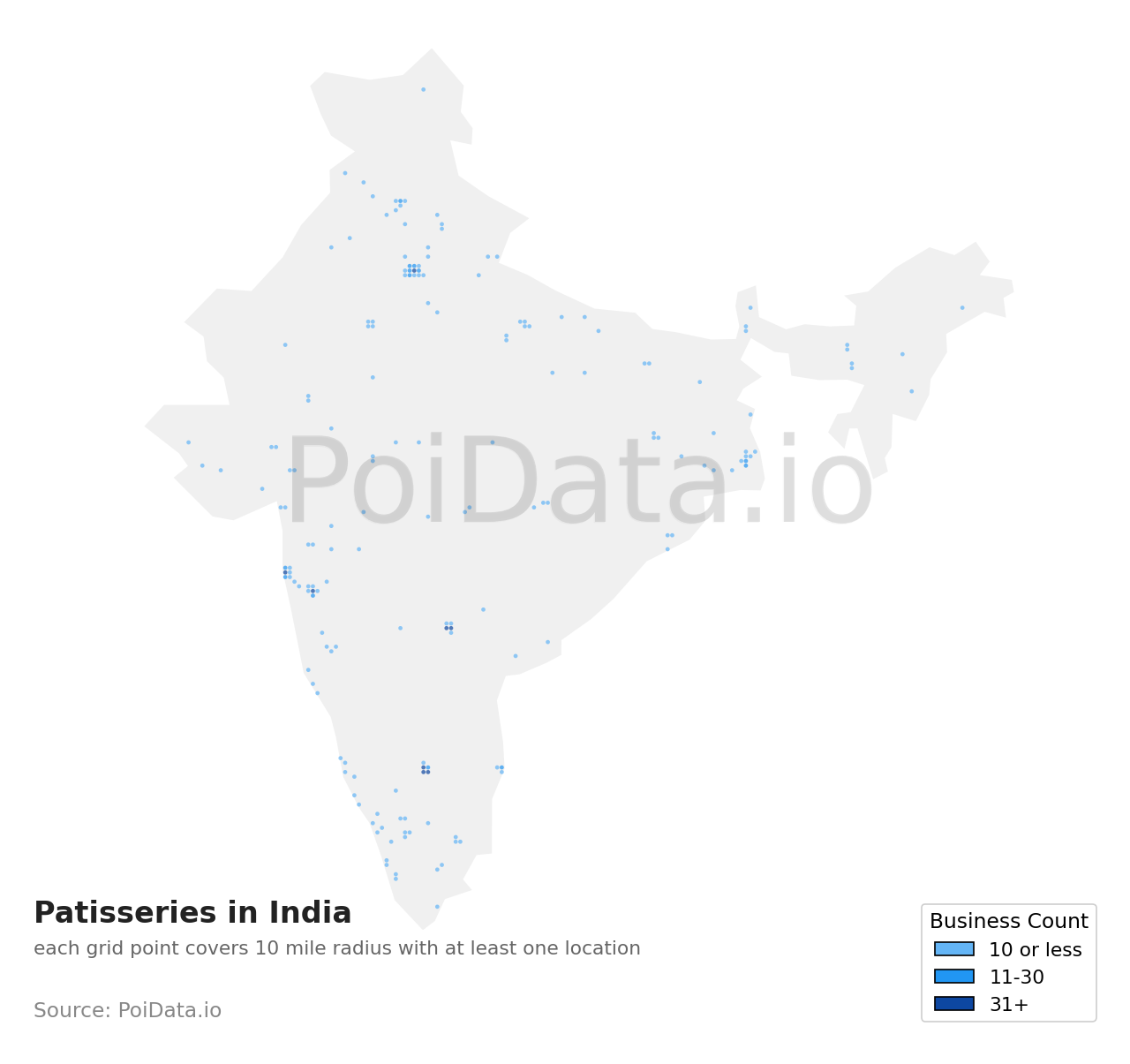 Patisserie density map for India