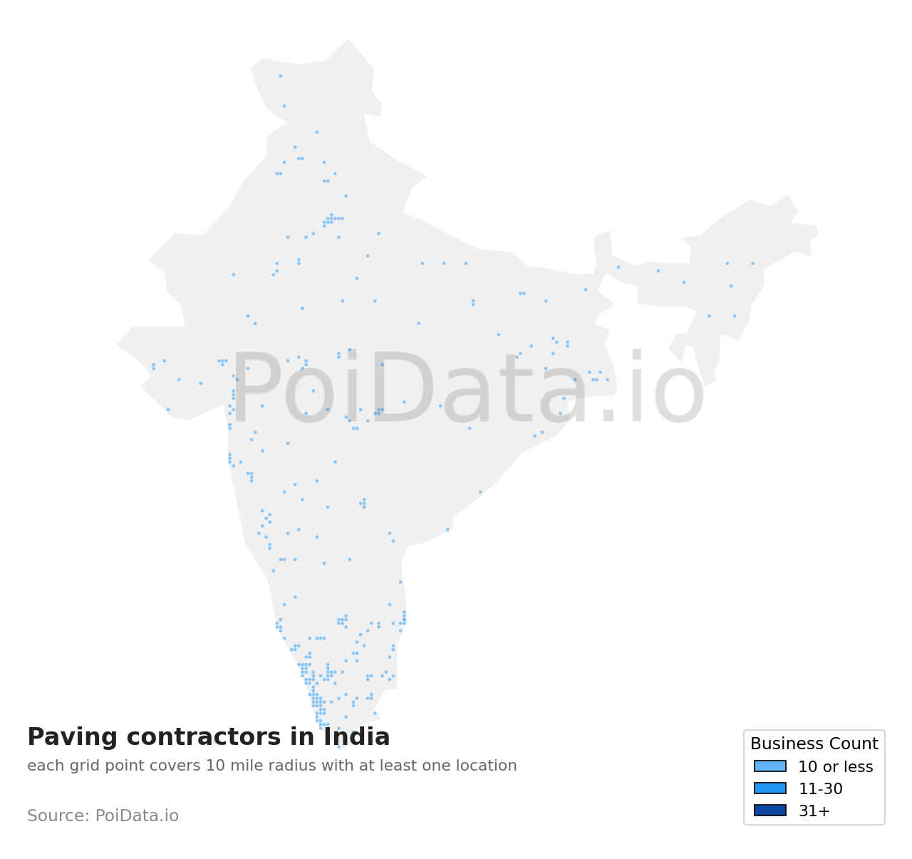 Paving contractor density map for India