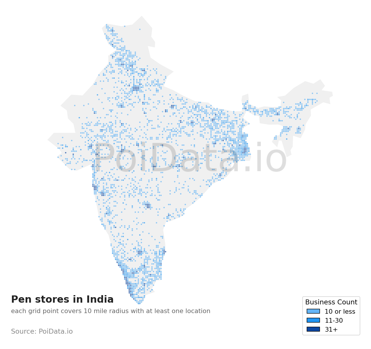 Pen store density map for India