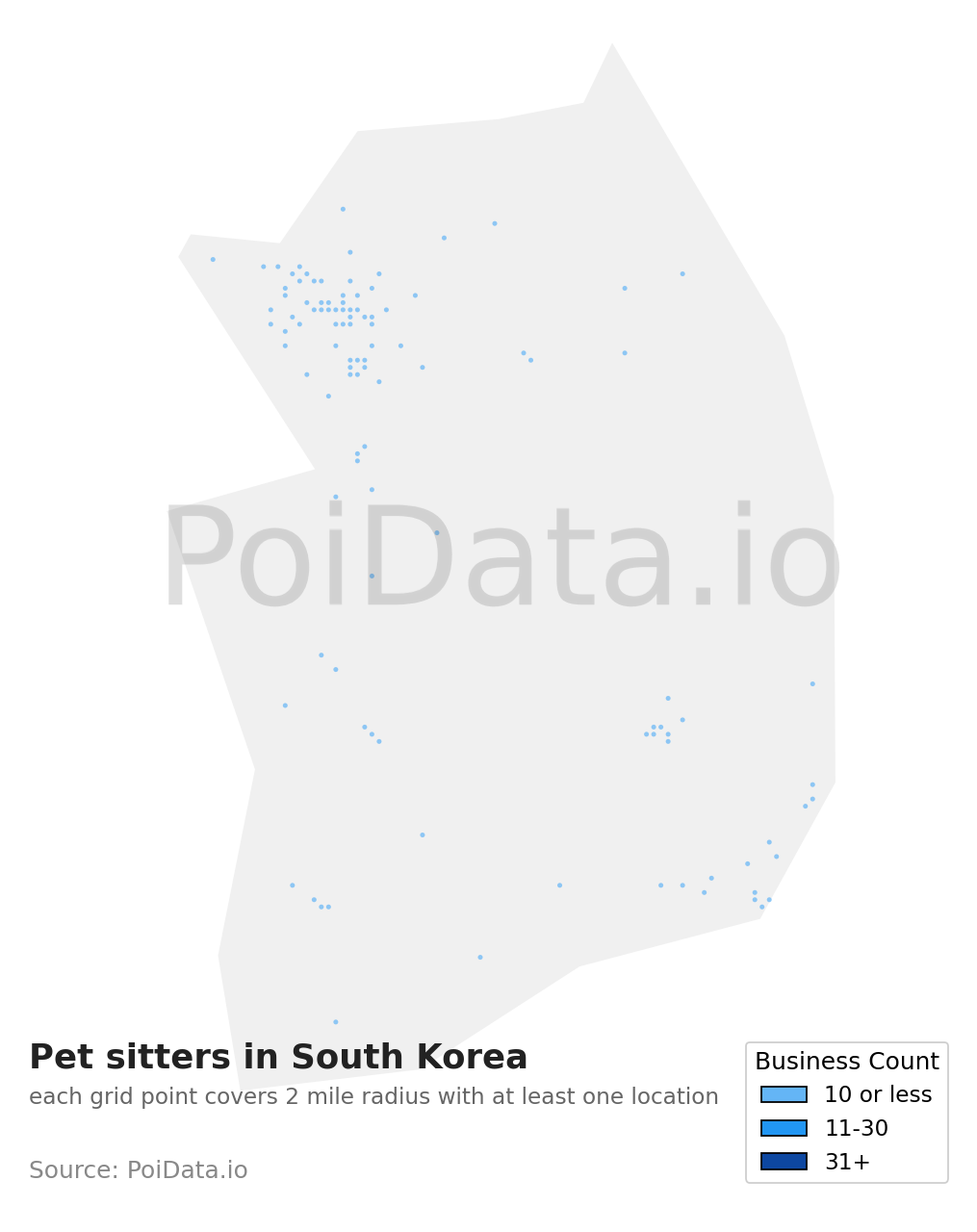 Pet sitter density map for South Korea