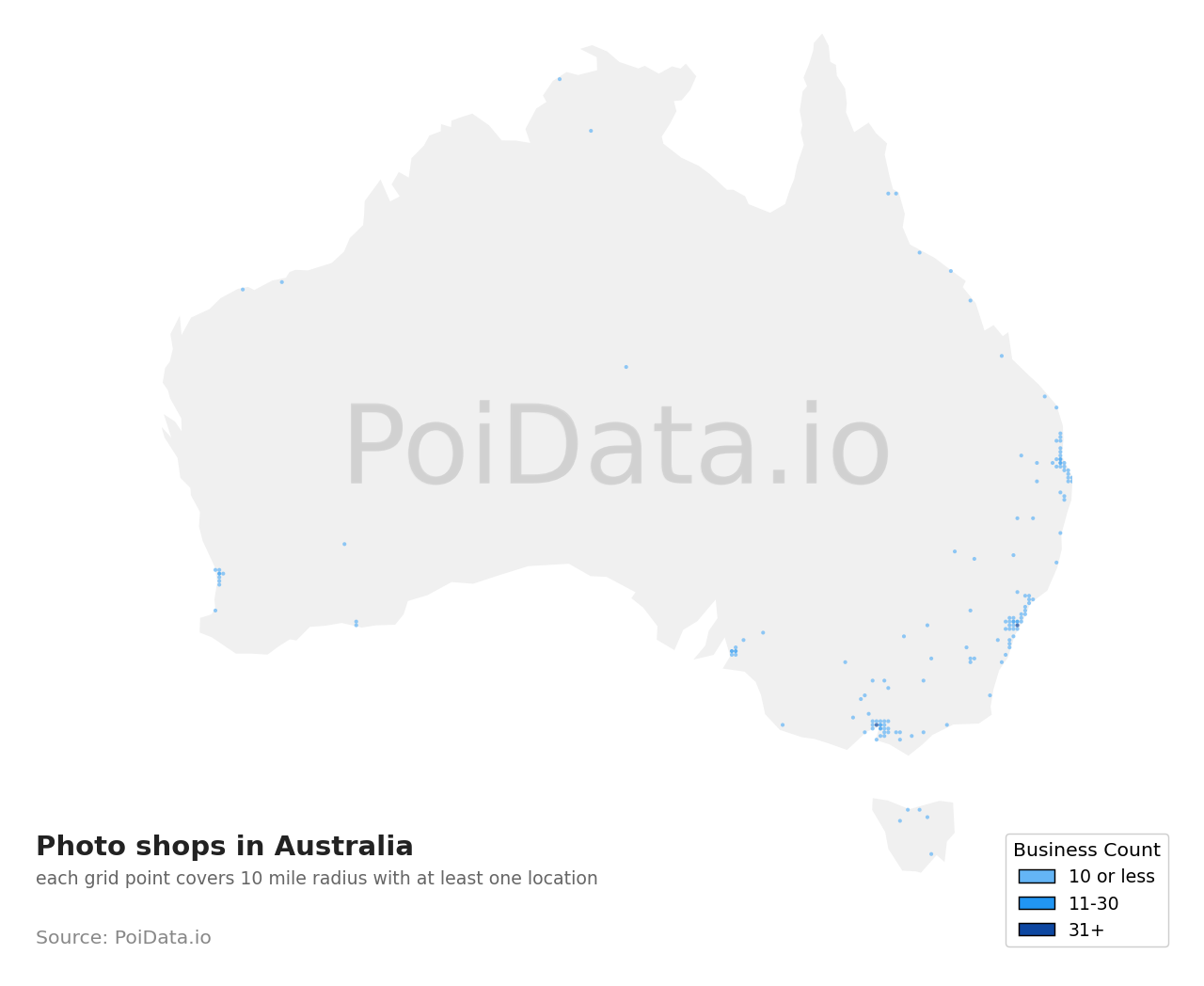 Photo shop density map for Queensland, Australia