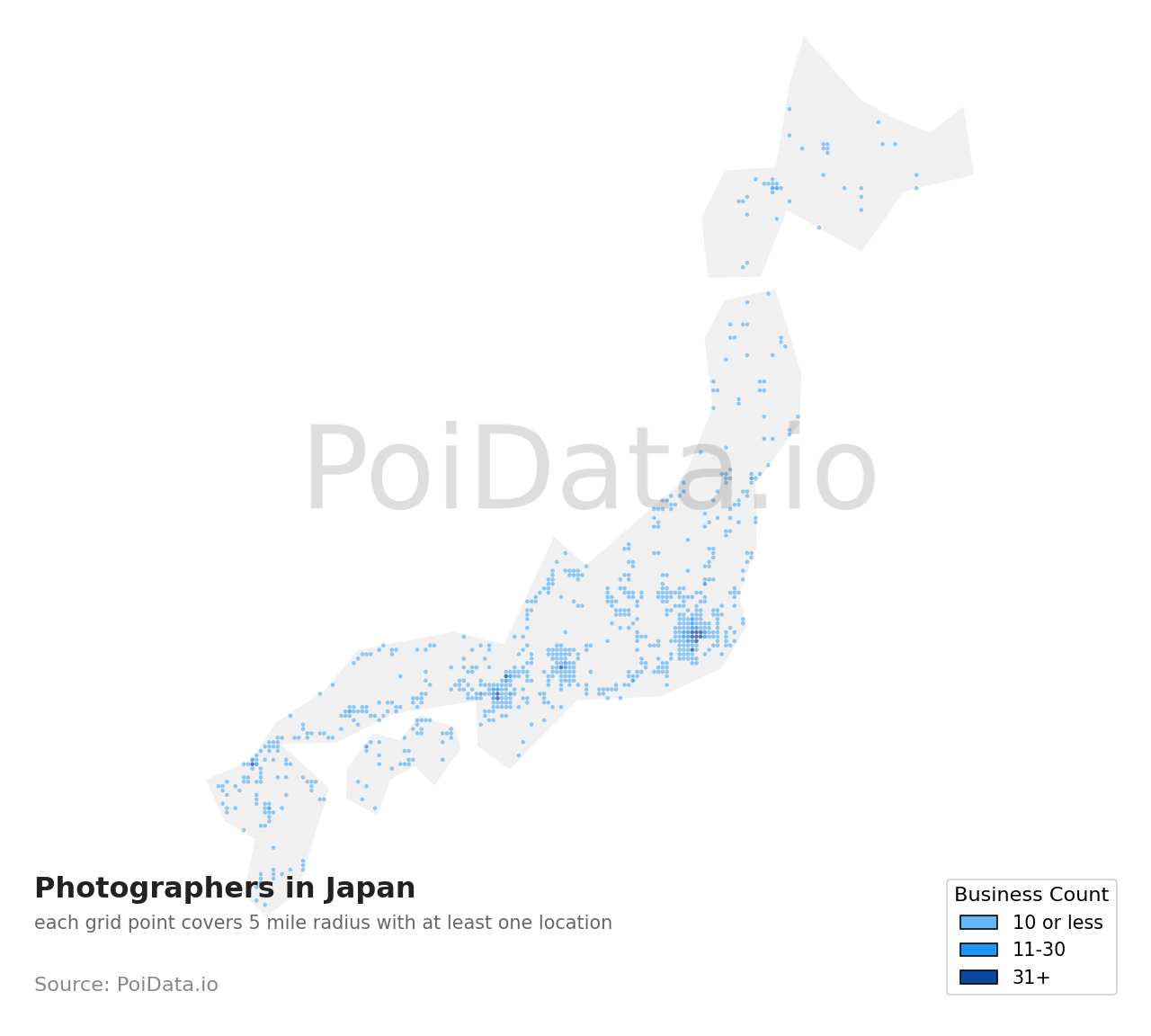 Photographer density map for Nagano, Japan