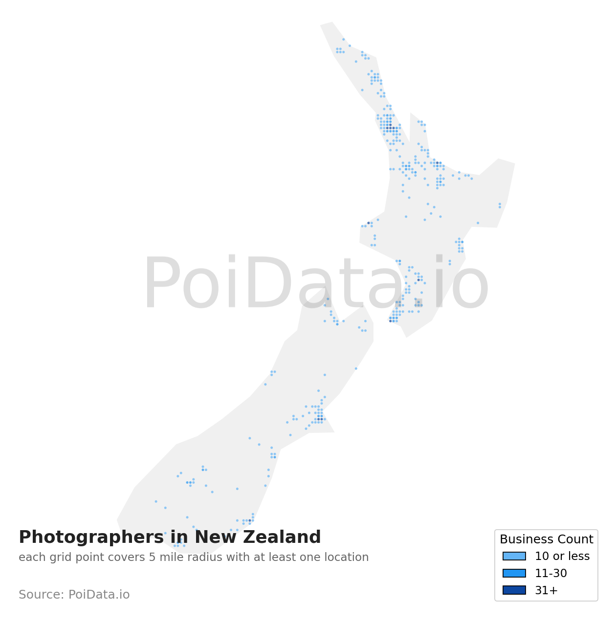 Photographer density map for VIC, New Zealand
