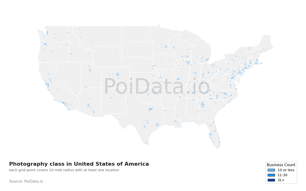 Photography class density map for Florida, United States