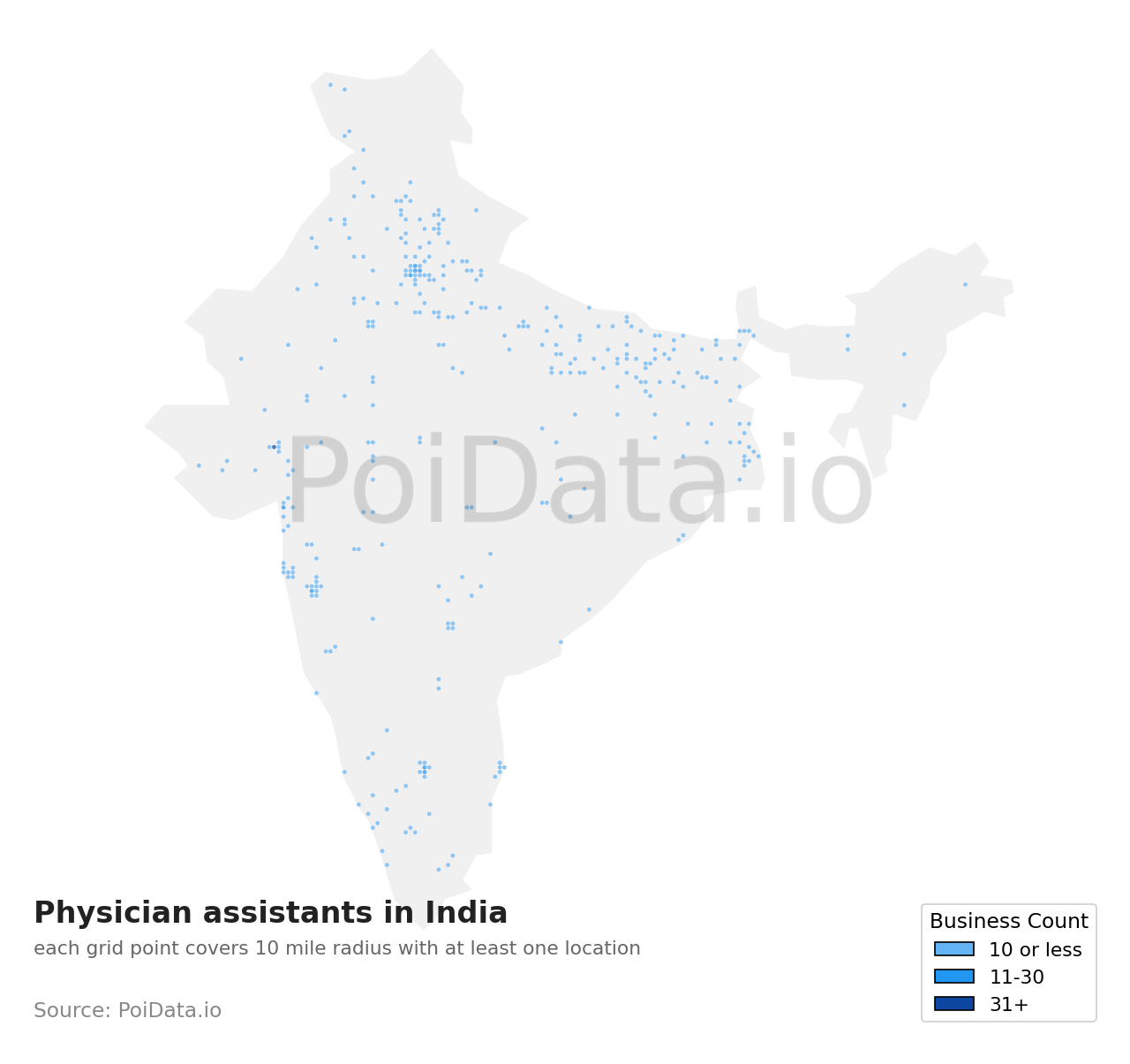 Physician assistant density map for India